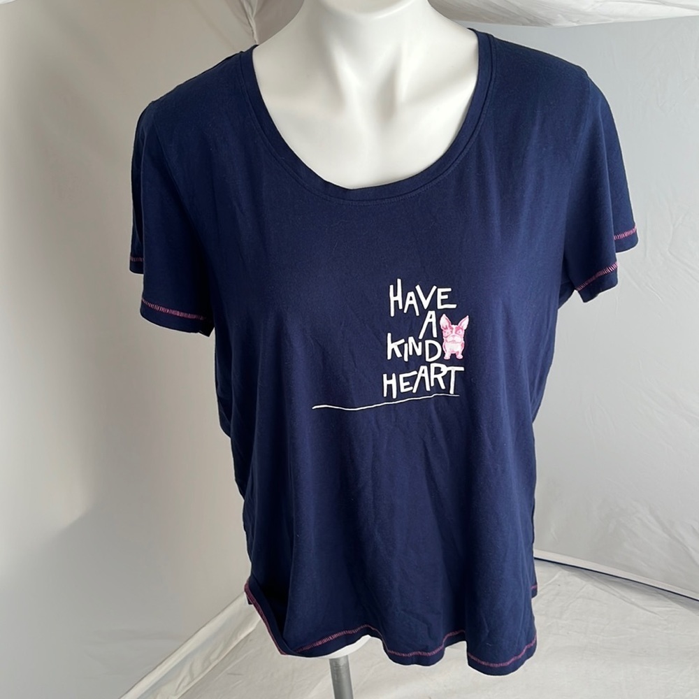 Hue Have a Kind Heart blue bulldog graphic short sleeve t-shirt